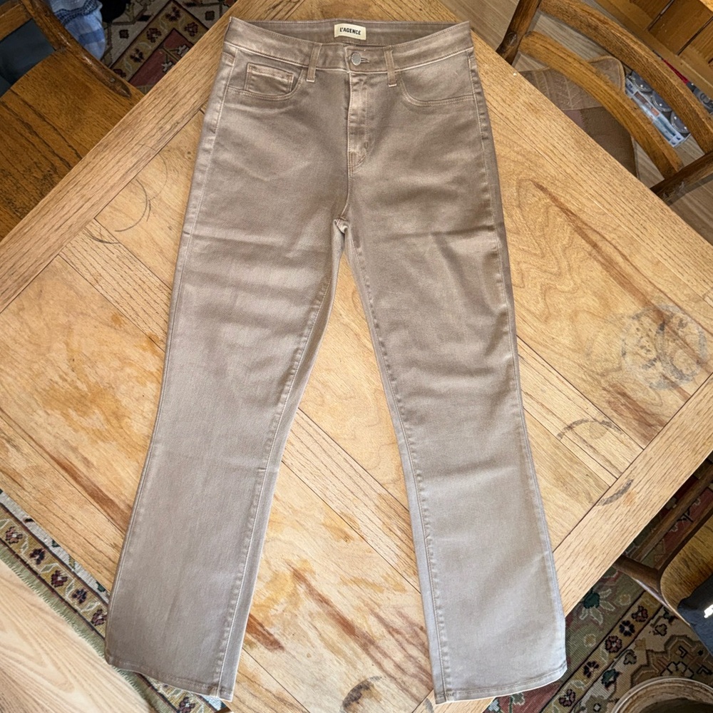 NEW W/ Tags, L'AGENCE, Tati High Rise Cropped Micro Boot Jean In Rye Coated, 27